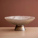 Solar Flare Glass Bowls Crackled glass pedestal bowls in light brown and dark brown modern décor dish