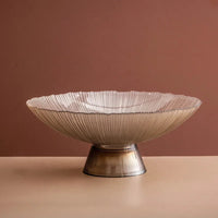 Solar Flare Glass Bowls Crackled glass pedestal bowls in light brown and dark brown modern décor dish