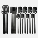 16pcs Rainbow Dinnerware Set Spoon Fork Knife Table Decor Cutlery Sets Kitchen Matte Gold tableware Set Desserts Soup Coffee Use-Letifly Lights and Decor