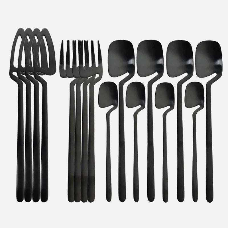 16pcs Rainbow Dinnerware Set Spoon Fork Knife Table Decor Cutlery Sets Kitchen Matte Gold tableware Set Desserts Soup Coffee Use-Letifly Lights and Decor
