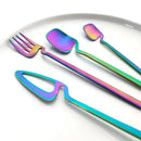 16pcs Rainbow Dinnerware Set Spoon Fork Knife Table Decor Cutlery Sets Kitchen Matte Gold tableware Set Desserts Soup Coffee Use-Letifly Lights and Decor