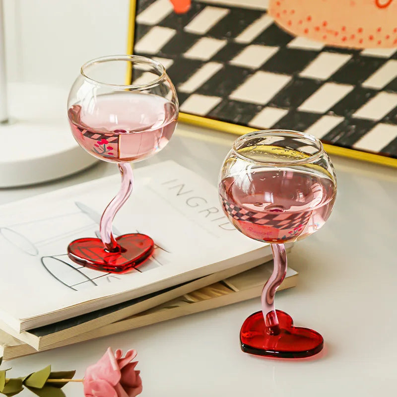 Heart glass creative wine glass goblet 
