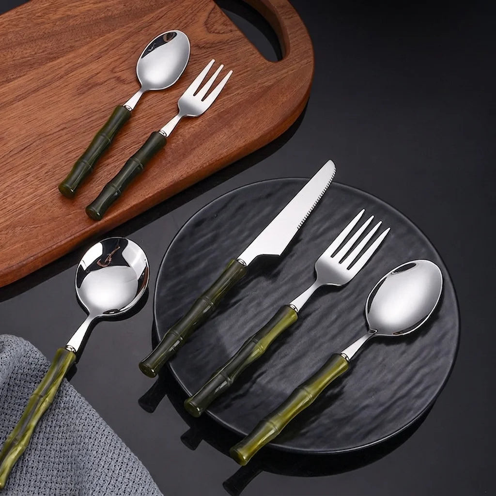 Stainless steel cutlery with acrylic handles - creative Western-style steak cutlery and dessert spoons-Letifly Lights and Decor