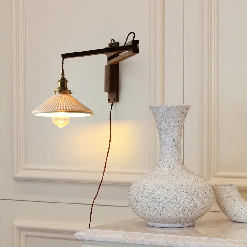 Walnut Wood Adjustable Wall Lamp