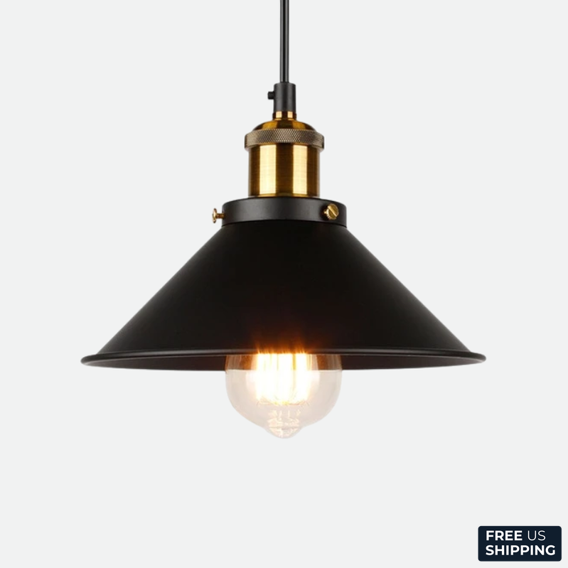 cone painted metal with brushed brass black gold pendant light