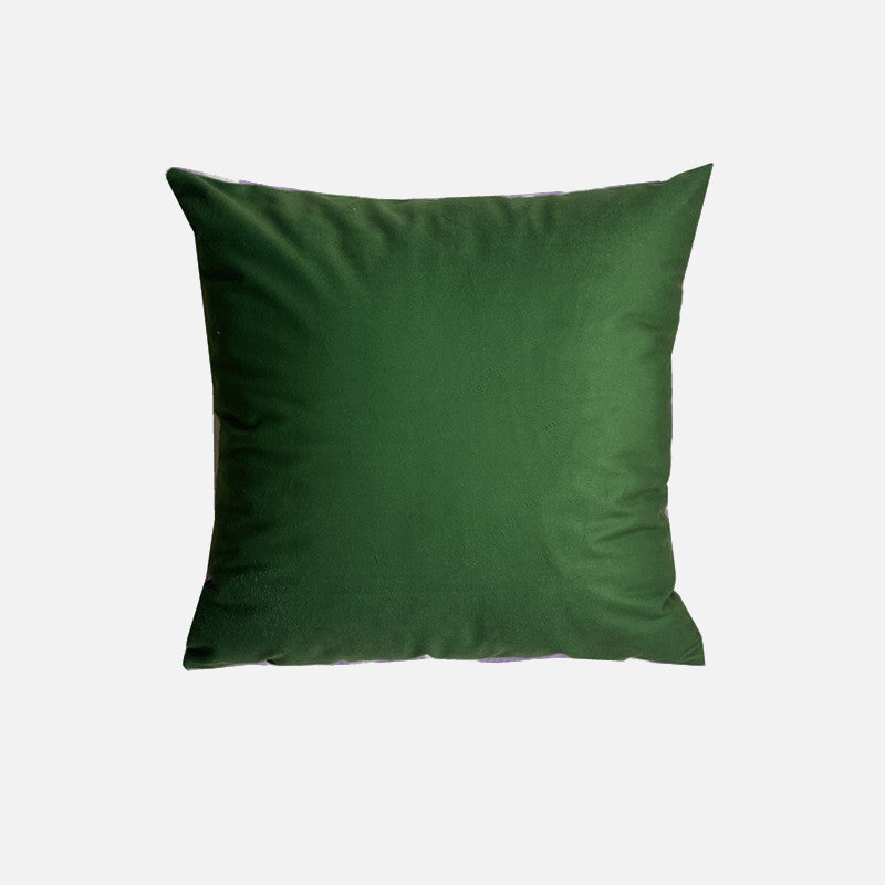 Lilac Green Floral Check Pillow Cover