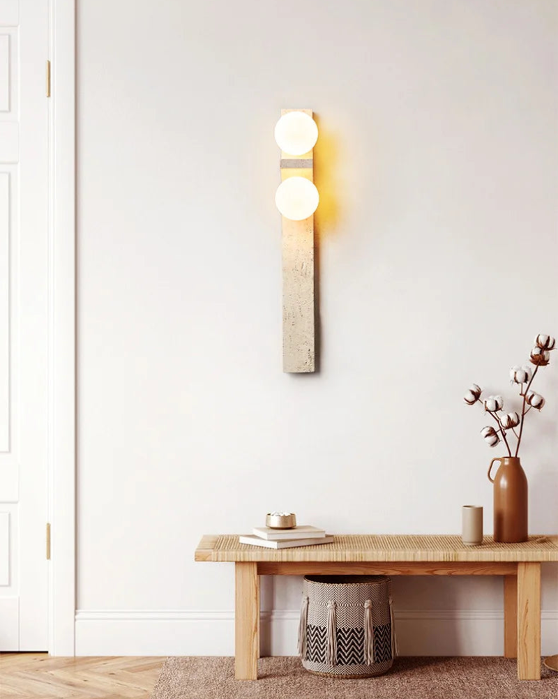 dual globe marble frosted glass wall lamp