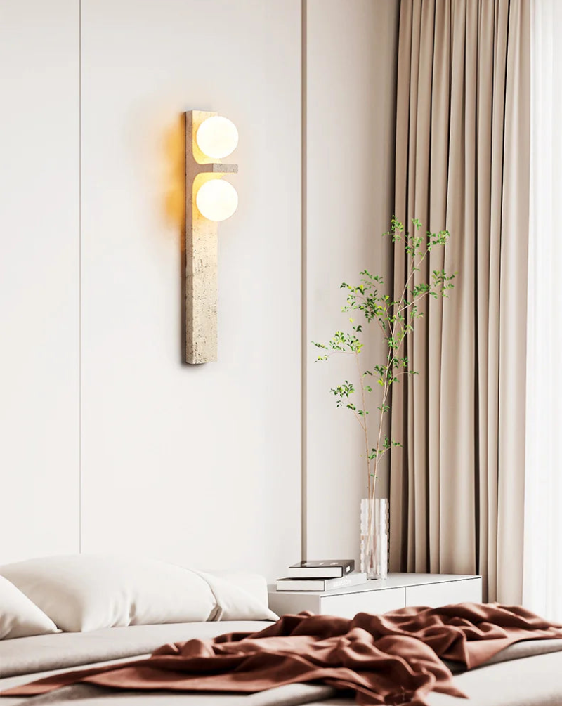 dual globe marble frosted glass wall lamp