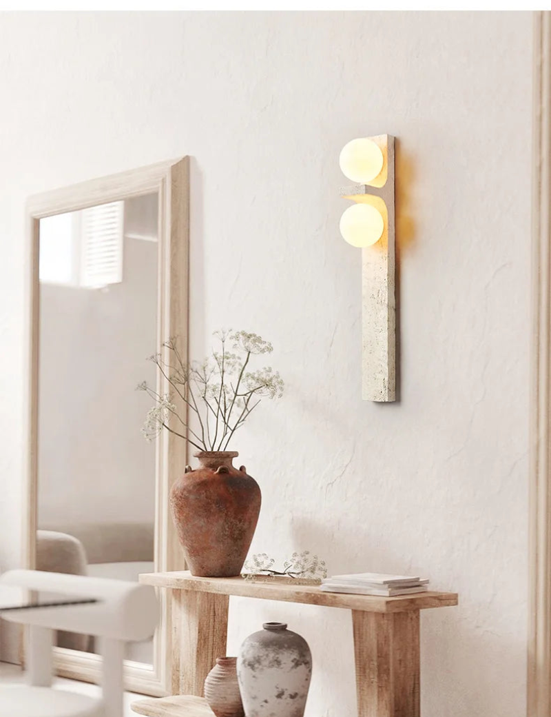 dual globe marble frosted glass wall lamp