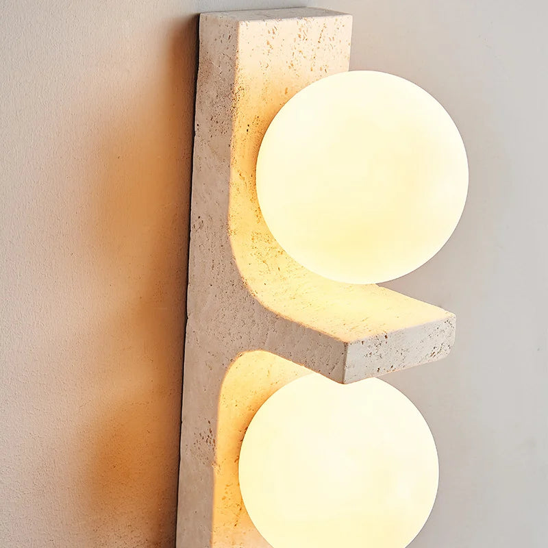 dual globe marble frosted glass wall lamp