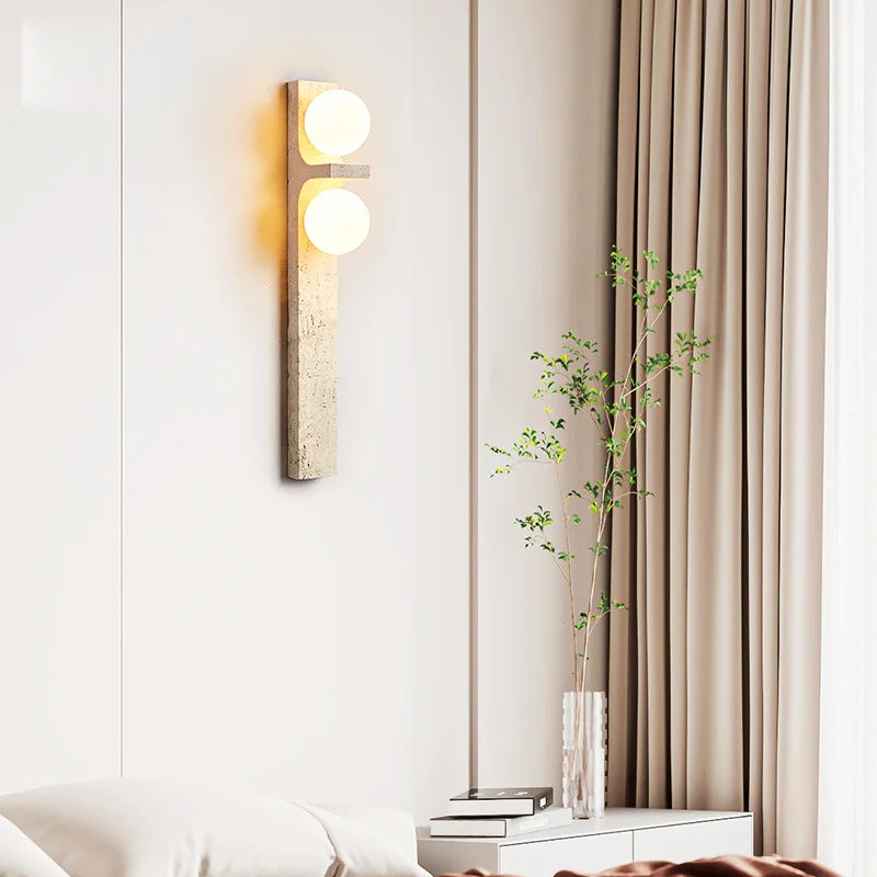 dual globe marble frosted glass wall lamp