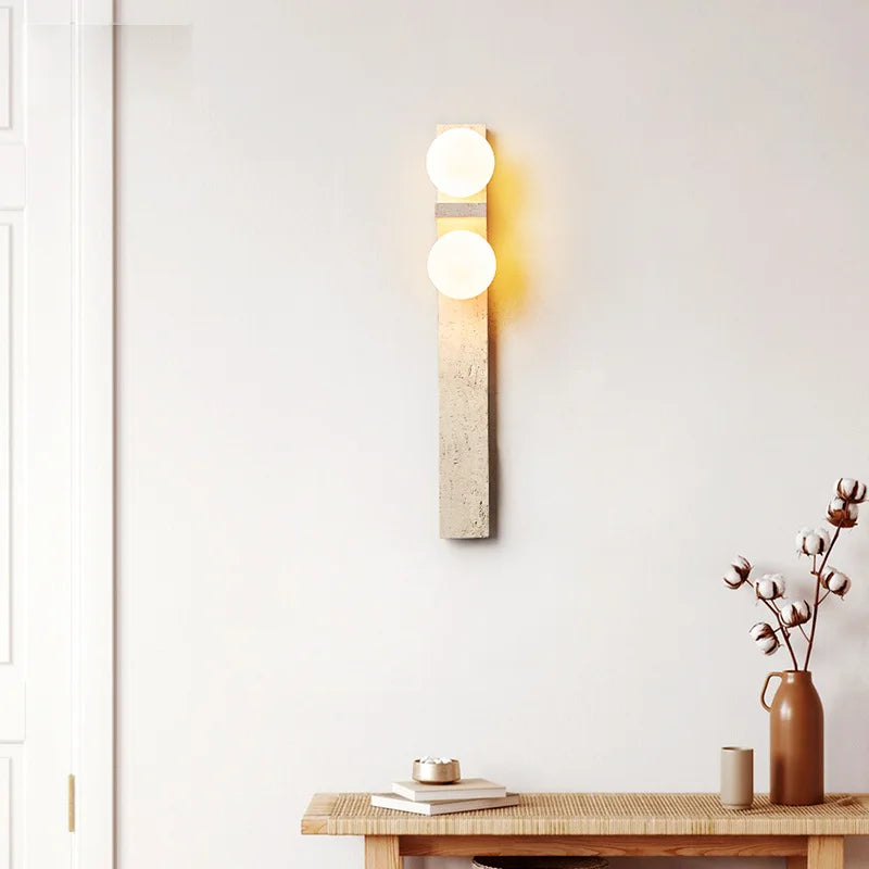 dual globe marble frosted glass wall lamp