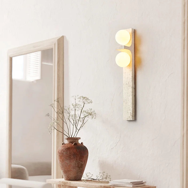 dual globe marble frosted glass wall lamp