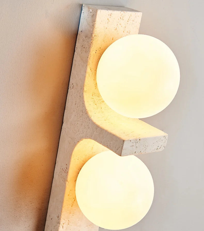 dual globe marble frosted glass wall lamp