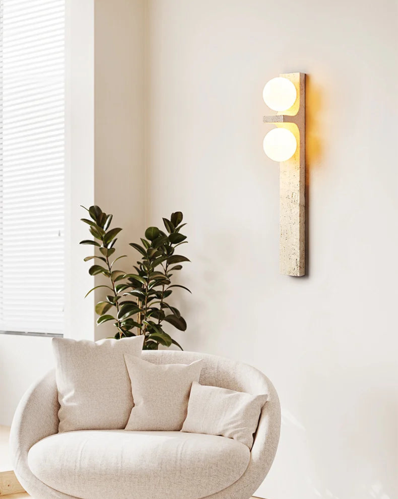 dual globe marble frosted glass wall lamp