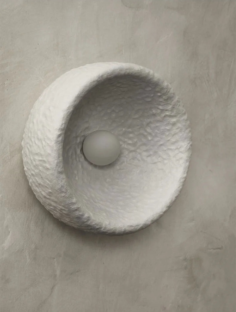 wabi sabi inspired textured wall sconce resin wall lamp moon design minimalist