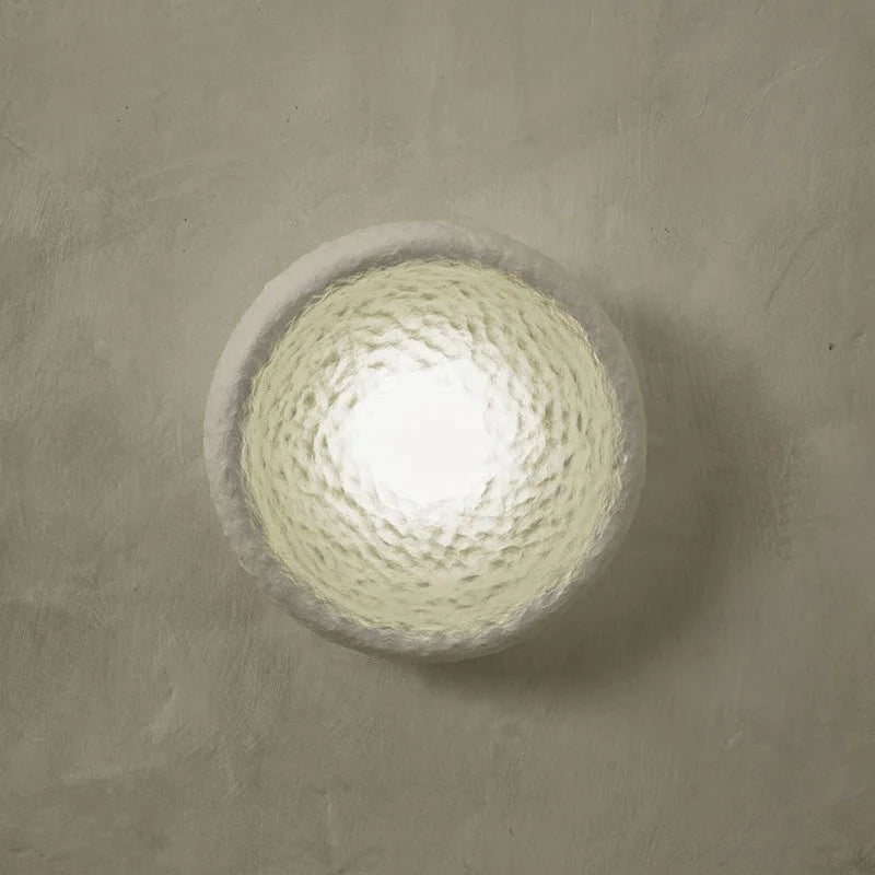 wabi sabi inspired textured wall sconce resin wall lamp moon design minimalist
