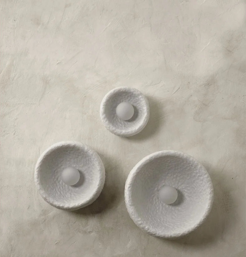 wabi sabi inspired textured wall sconce resin wall lamp moon design minimalist