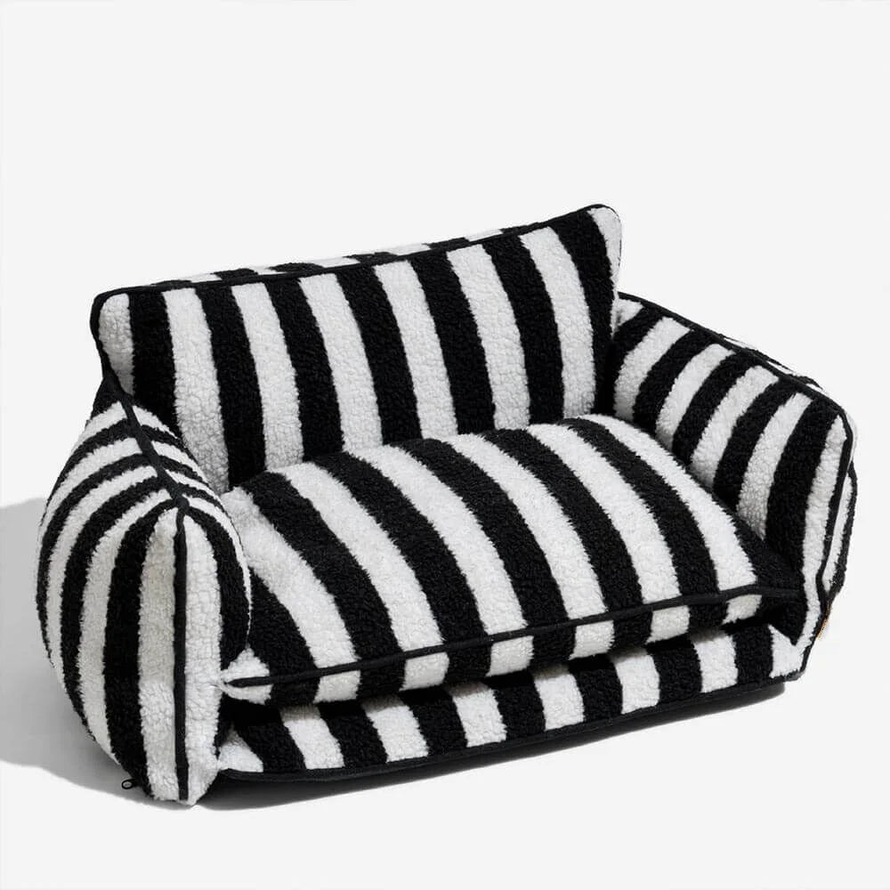 Luxury pet sofa bed lambswool striped double-layer cozy modern