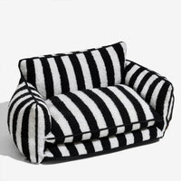 Luxury pet sofa bed lambswool striped double-layer cozy modern