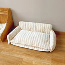 Luxury pet sofa bed lambswool striped double-layer cozy modern