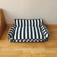 Luxury pet sofa bed lambswool striped double-layer cozy modern