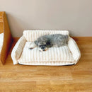 Luxury pet sofa bed lambswool striped double-layer cozy modern