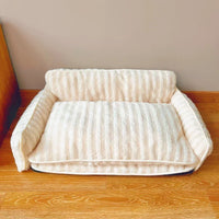 Luxury pet sofa bed lambswool striped double-layer cozy modern
