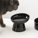 black ceramic elevated pet feeding bowl