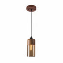 Modern industrial wood tinted glass pendant light fixture