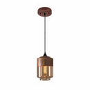 Modern industrial wood tinted glass pendant light fixture