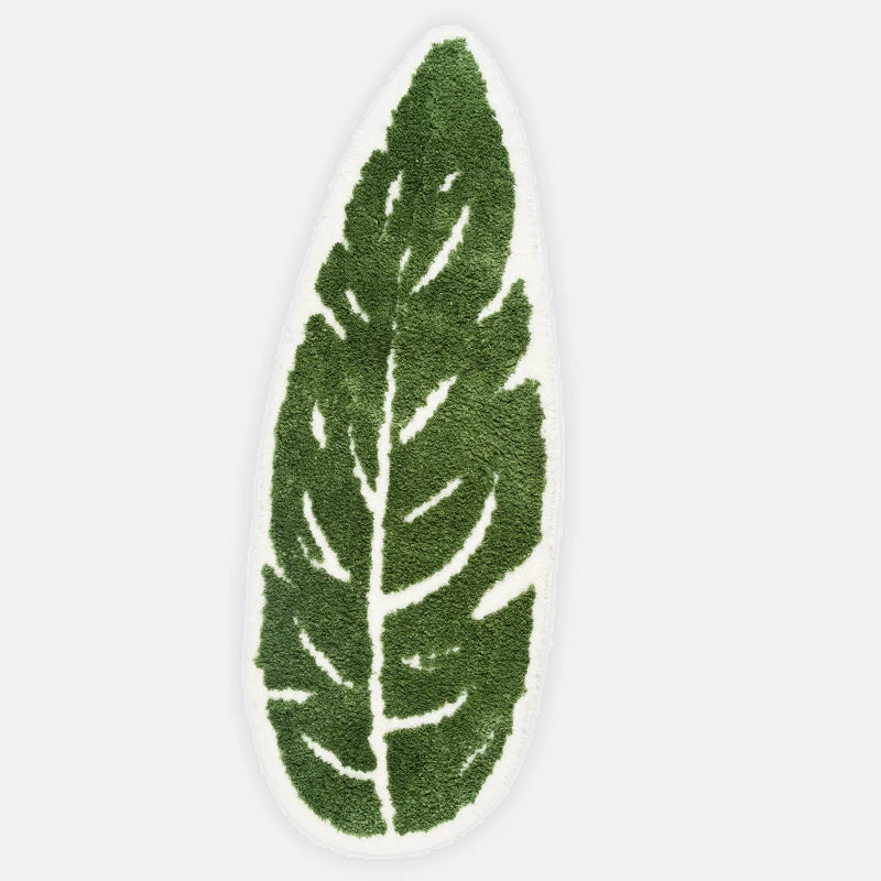 plush monstera bathroom rug anti skid bath mat leaf print