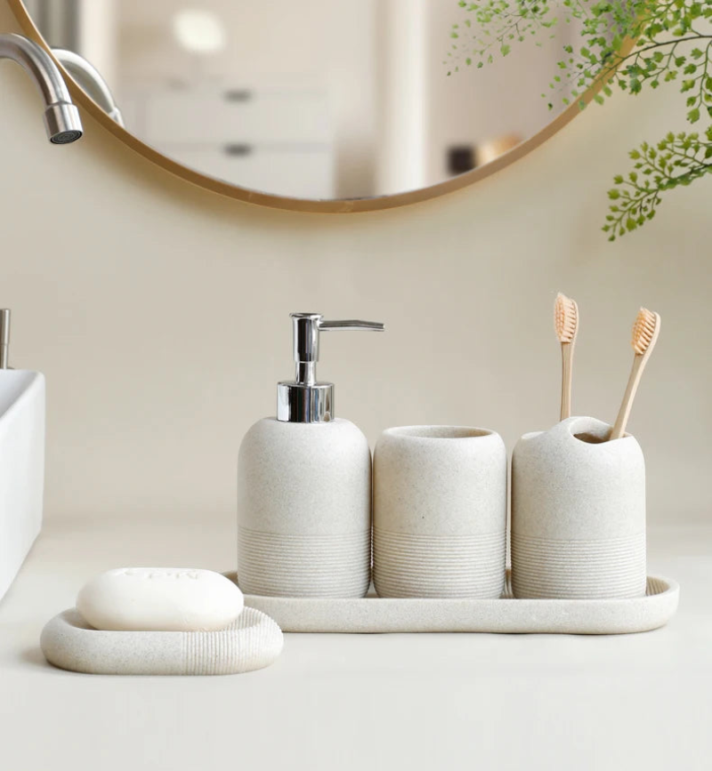Stone  luxury 5 piece bathroom accessory set