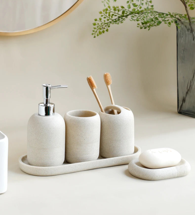 Stone  luxury 5 piece bathroom accessory set