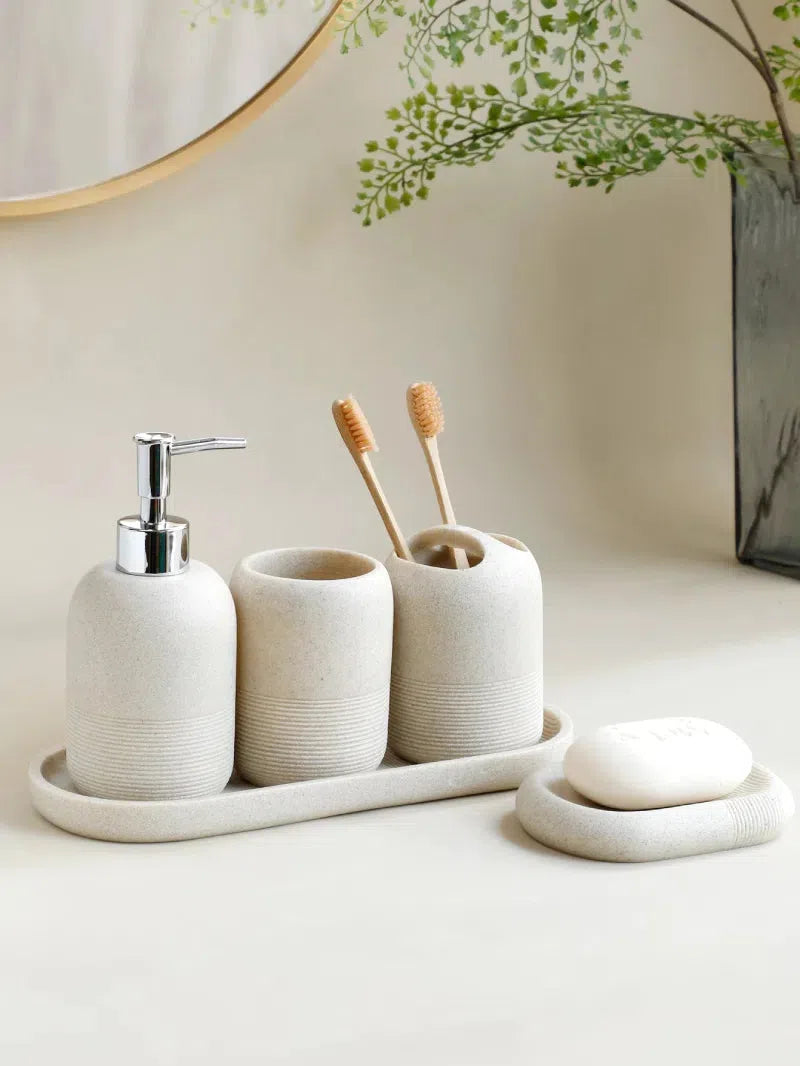 Stone  luxury 5 piece bathroom accessory set