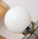 Retro glass globe chandelier with amber panels mid-century modern dining room light