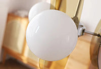 Retro glass globe chandelier with amber panels mid-century modern dining room light