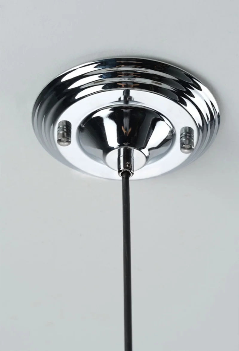 Retro glass globe chandelier with amber panels mid-century modern dining room light