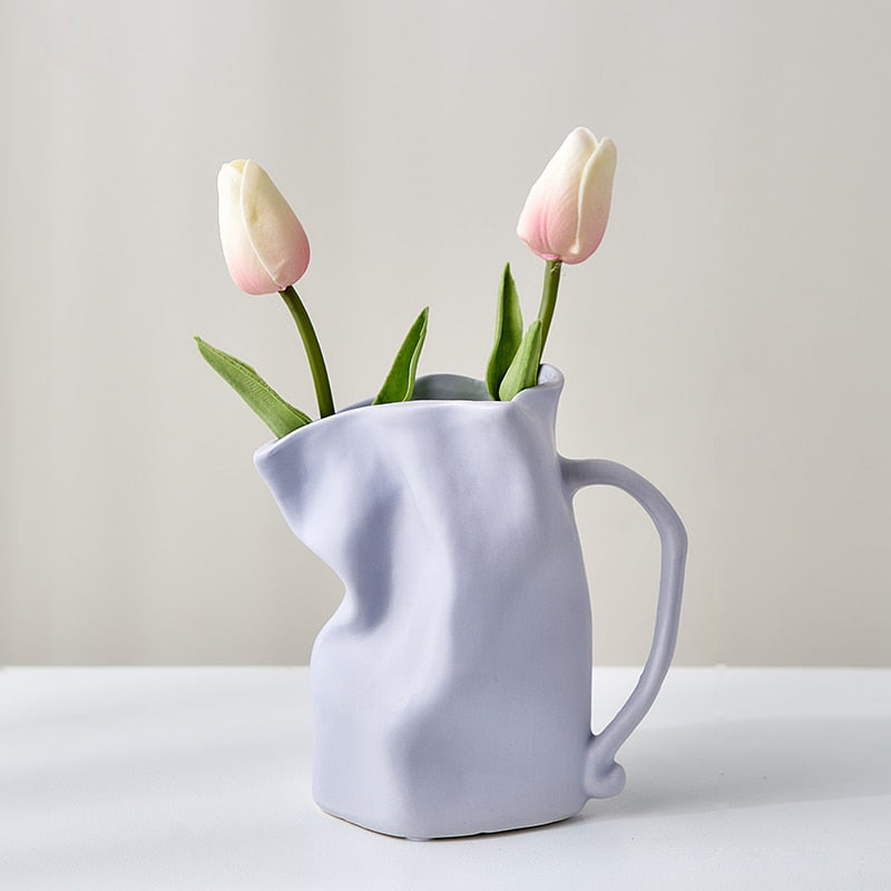 Paper Bag Whimsical Ceramic Vase