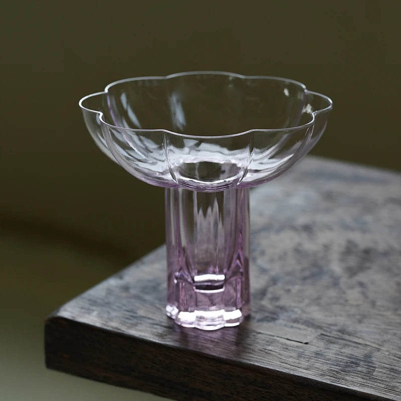 pink fluted tall cocktail glass and wine goblet