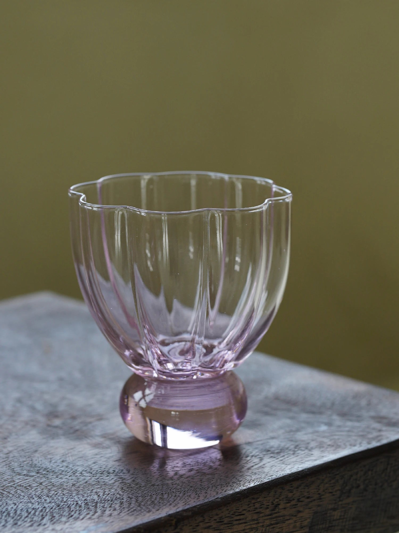 pink fluted tall cocktail glass and wine goblet