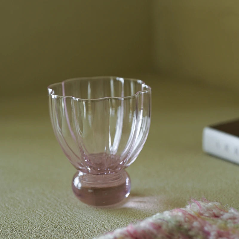 pink fluted tall cocktail glass and wine goblet