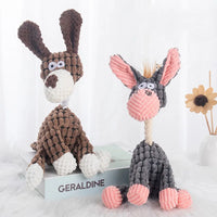 Plush corduroy squeaky dog toy animal shape durable chew toy for puppies and dogs