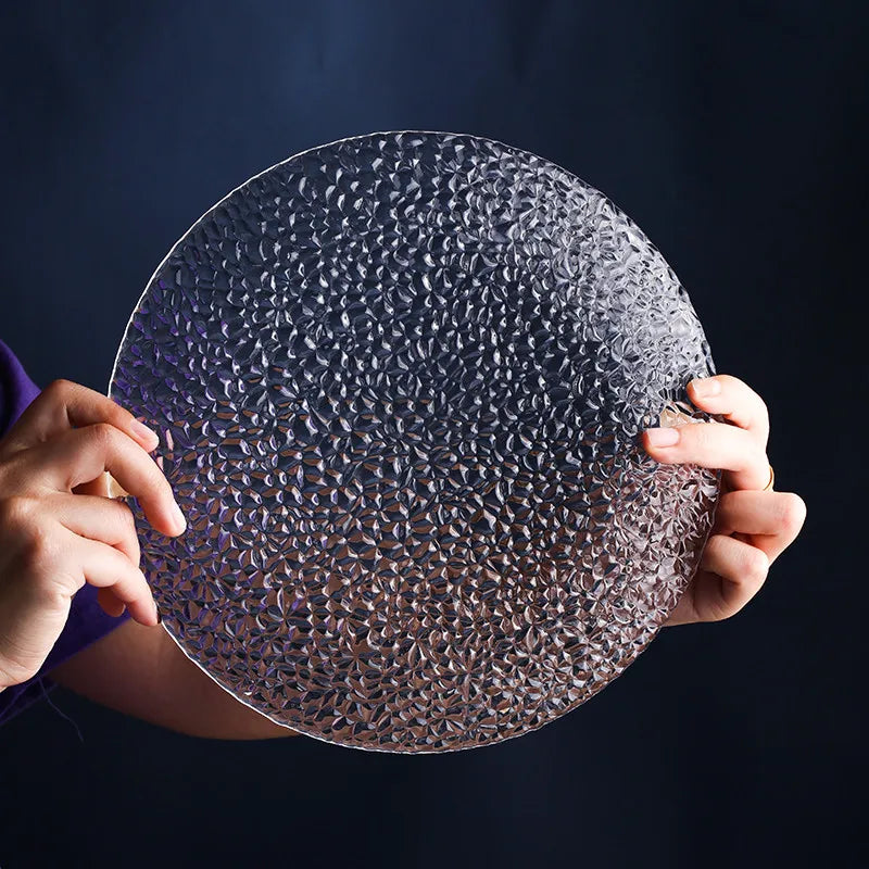 Rain-drop Embossed Glass Dinner Plates