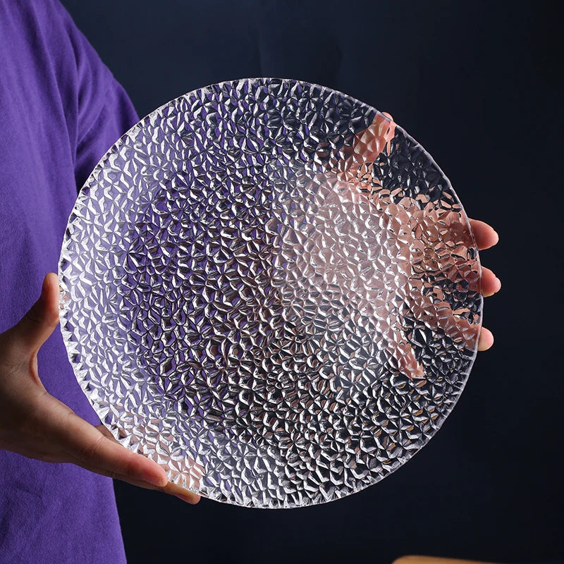 Rain-drop Embossed Glass Dinner Plates