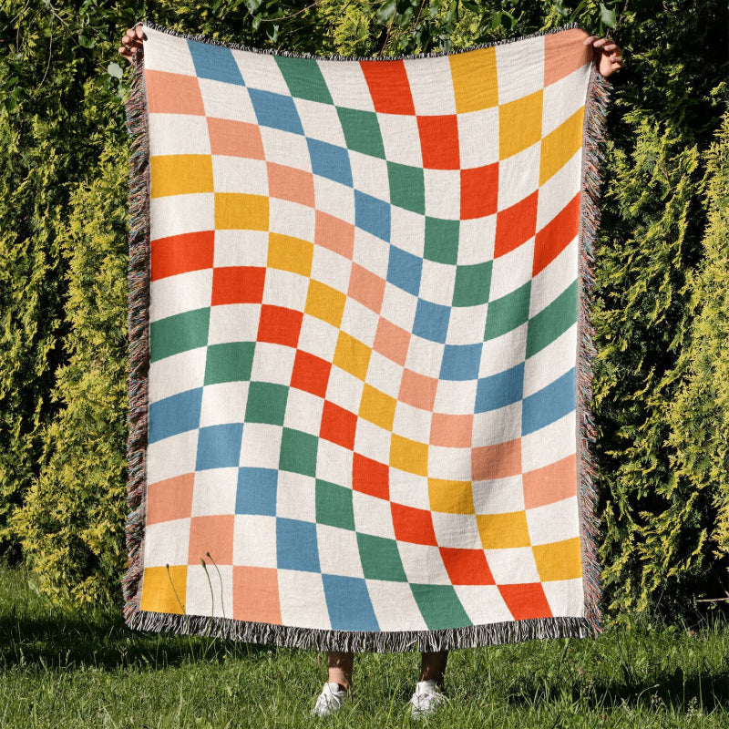 Rainbow Checkered Throw