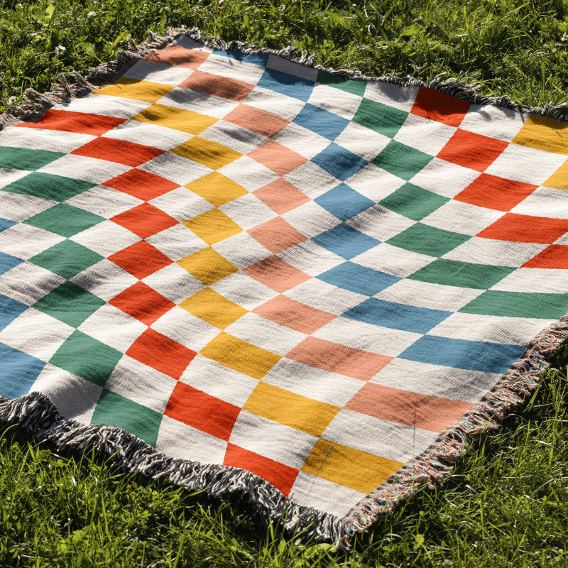 Rainbow Checkered Throw