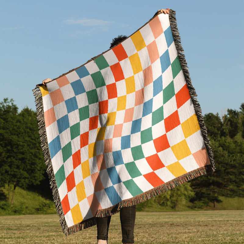 Rainbow Checkered Throw