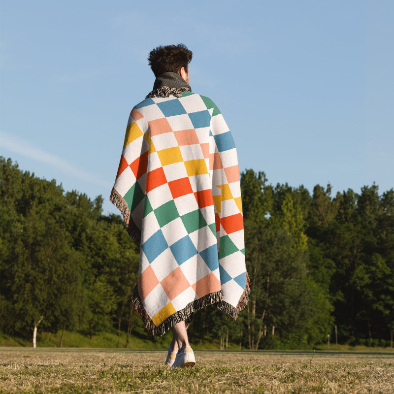 Rainbow Checkered Throw