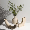 abstract shape ceramic taupe table top vase
